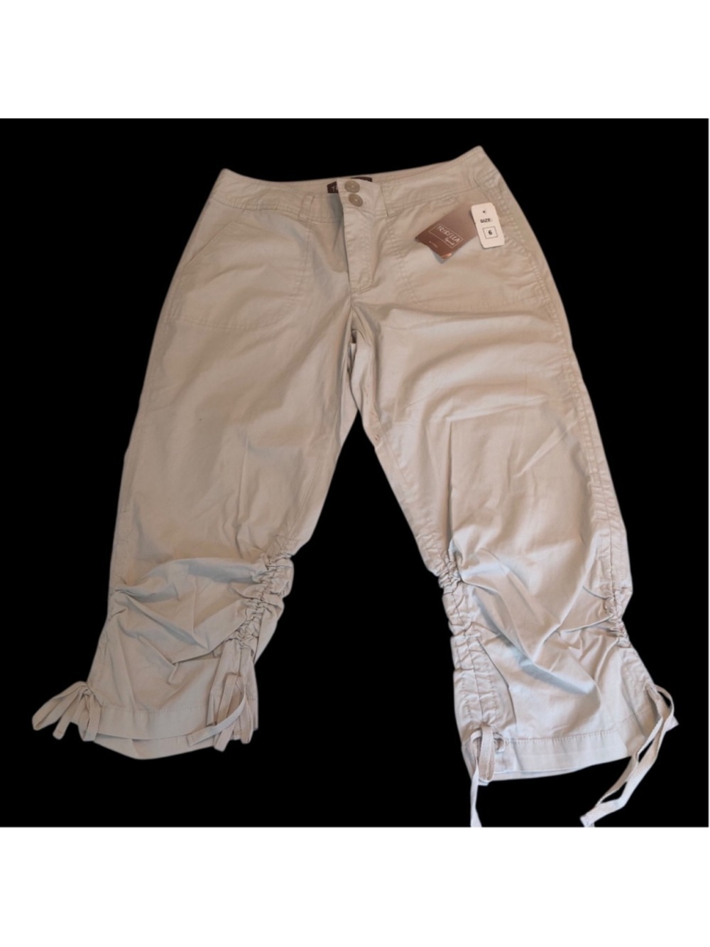 Size 6 Tribella Beige Sport Capri Cropped Pants NWT Sporty Look Resort Wear